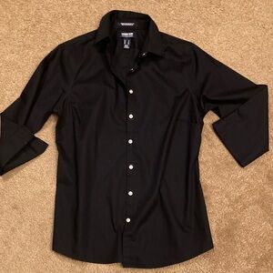 Black 3/4 sleeve collar button shirt size 8